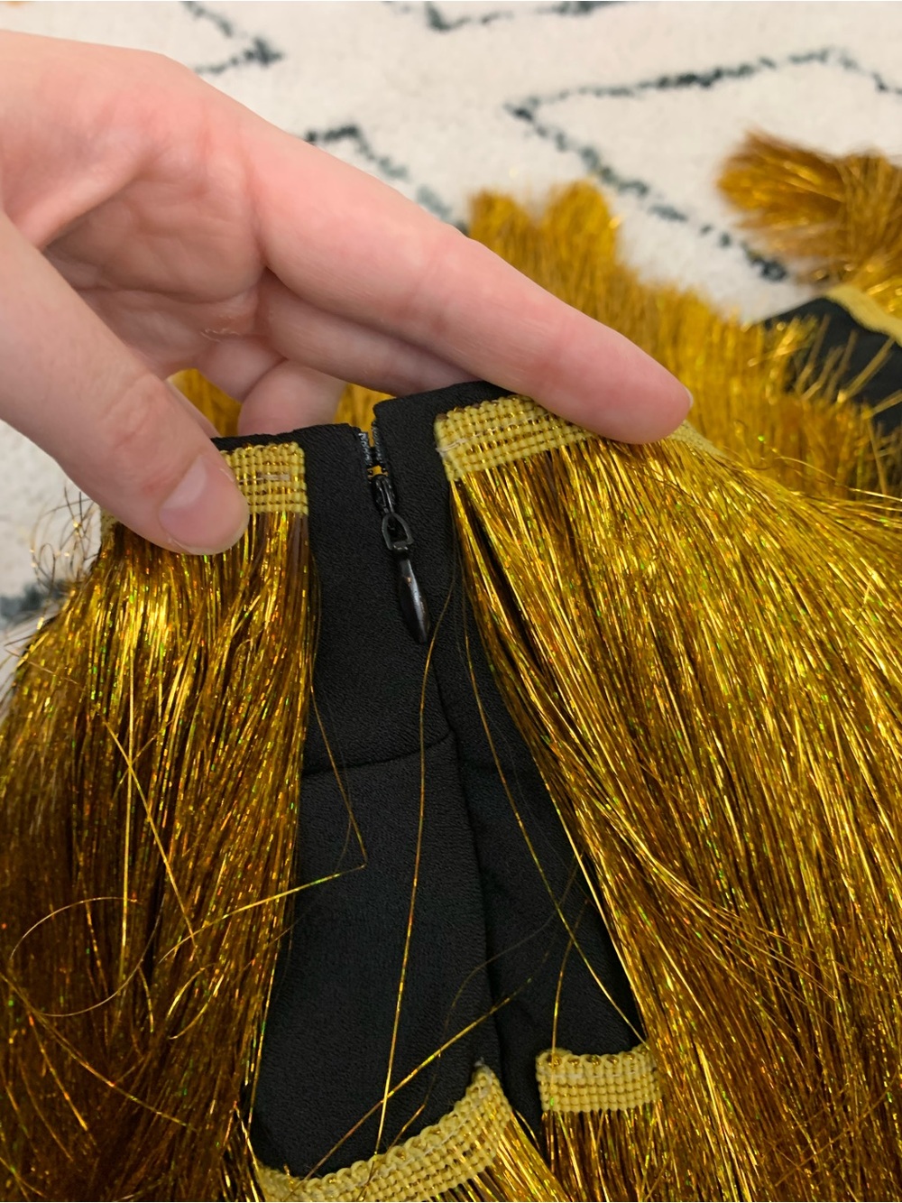 Nasty Gal Metallic Gold Tiered Fringe Tinsel Mini Dress Flapper Disco - Picture 6 of 9